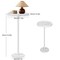 White Marble Side Table, Adjustable Height Round End Table with Raised Edge Tray for Small Spaces